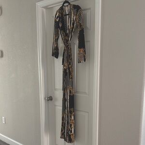 Black and Gold Patterned Jumpsuit